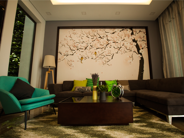 Thiết kế nội thất phòng khách tuy đơn giản nhưng hiện đại và sang trọng